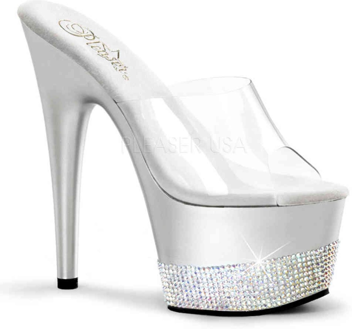 EU 40 = US 10 | ADORE-701-3 | **7 Heel, 2 3/4 PF Slide w/ Rhinestone Platform